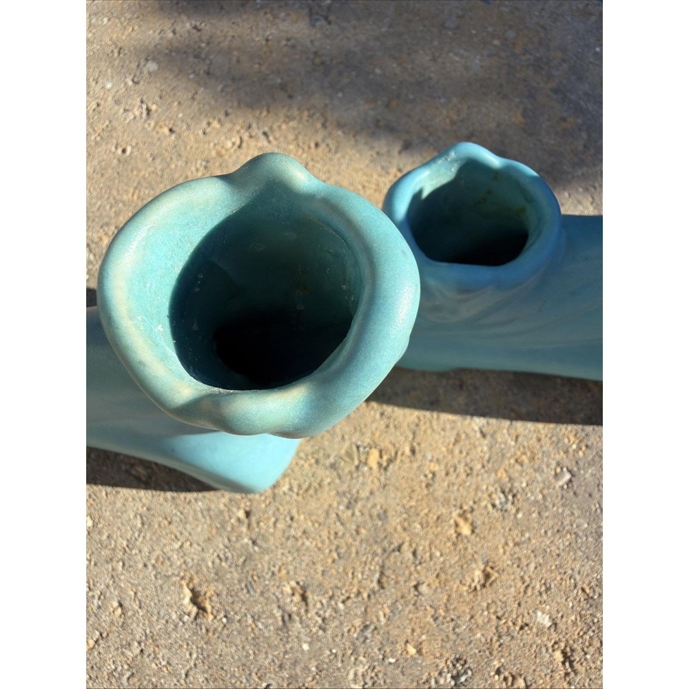 Antique Van Briggle Candlestick Holders Pair Matte Turquoise Colo‎ Springs - Picture 9 of 12